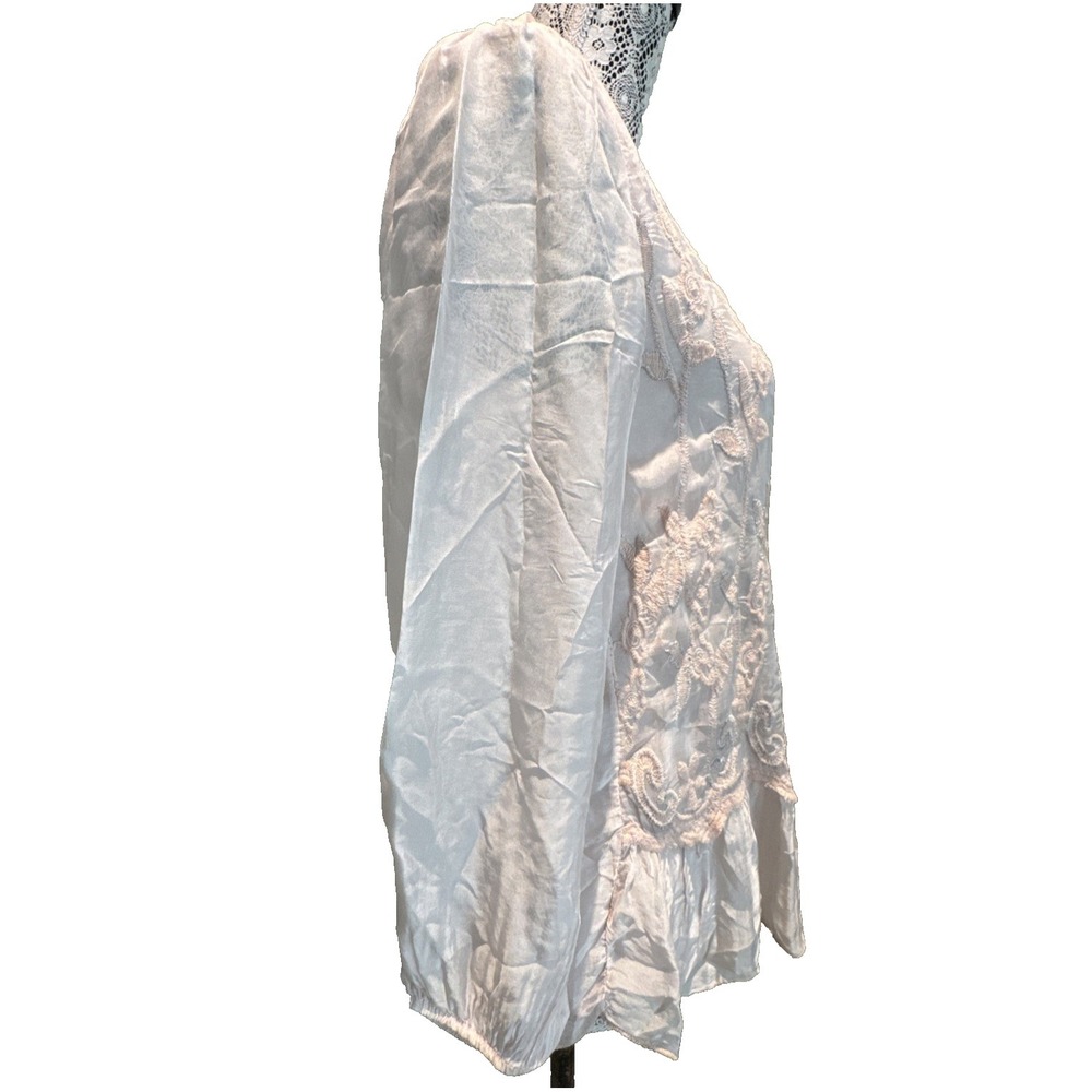 Elena Baldi Shirt Size S‎ Made In Italy Silk Cottagecore  peasant pink BOHO - Picture 5 of 13